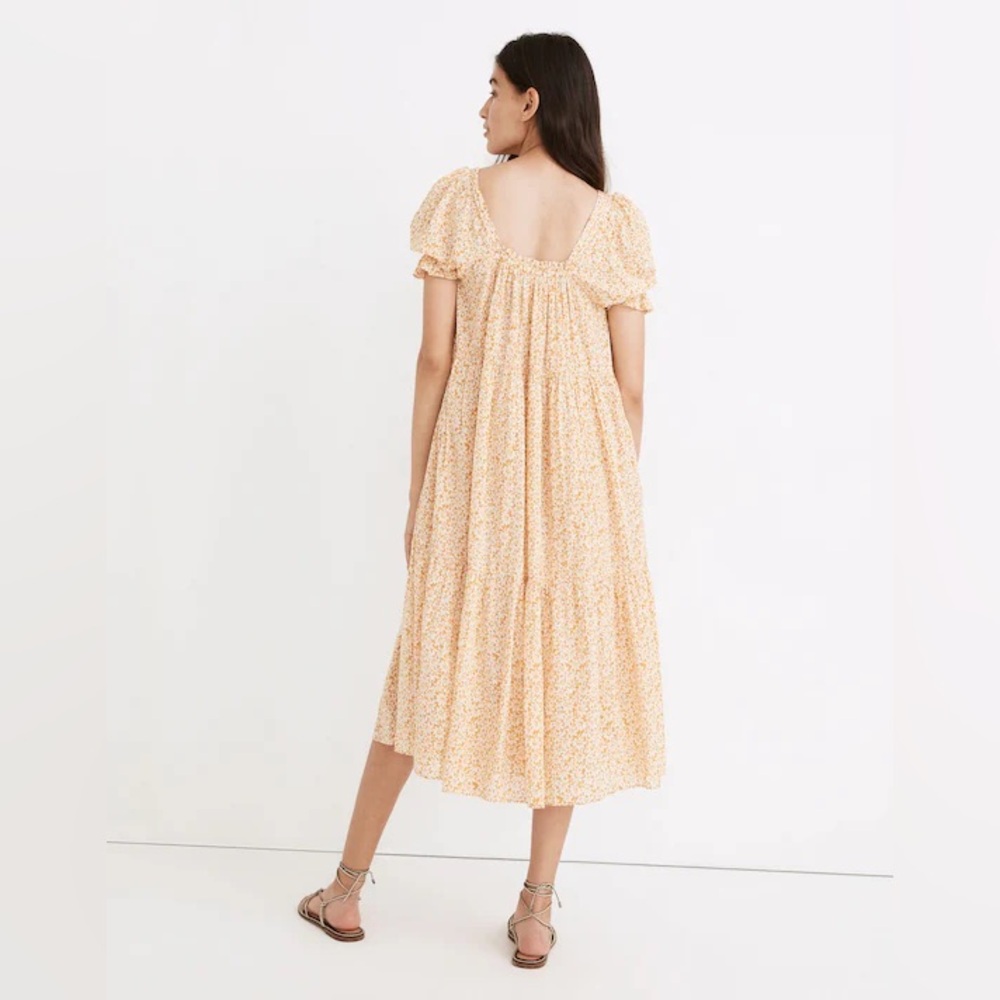 Madewell Square-Neck Tiered Midi Dress - Picture 3 of 9
